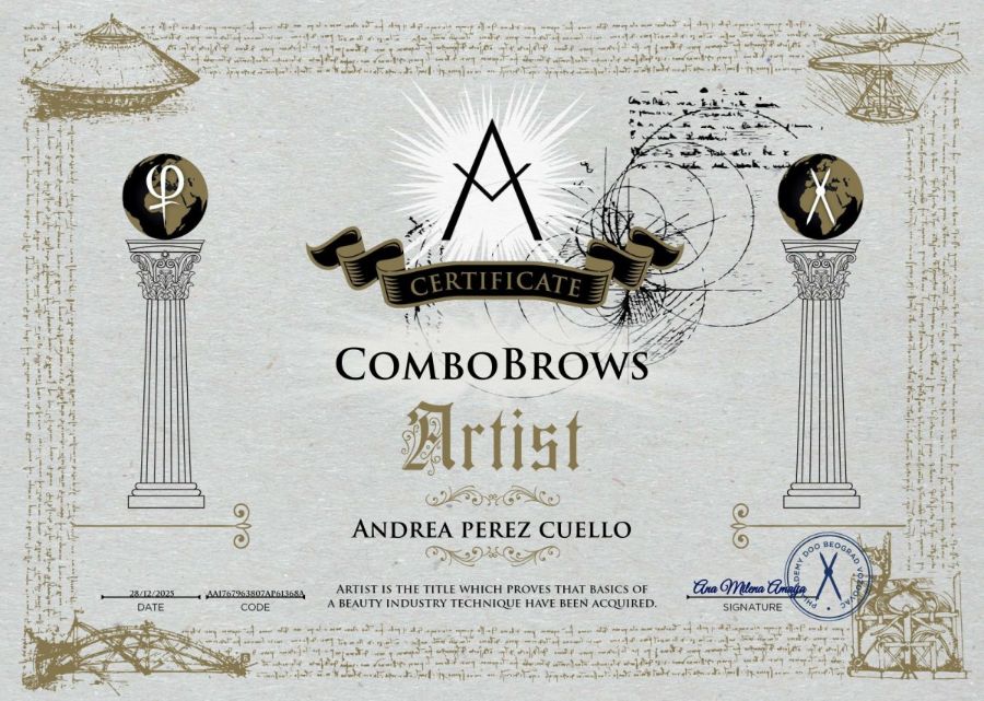 Certificado ComboBrows Artist - Andrea Pérez Cuello