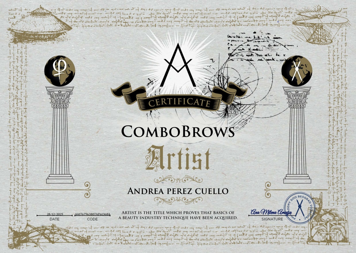 Certificado ComboBrows Artist - Andrea Pérez Cuello