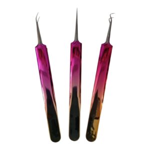 Set de Pinzas x 3 Unid MKQ-802 Fucsia - Dorada
